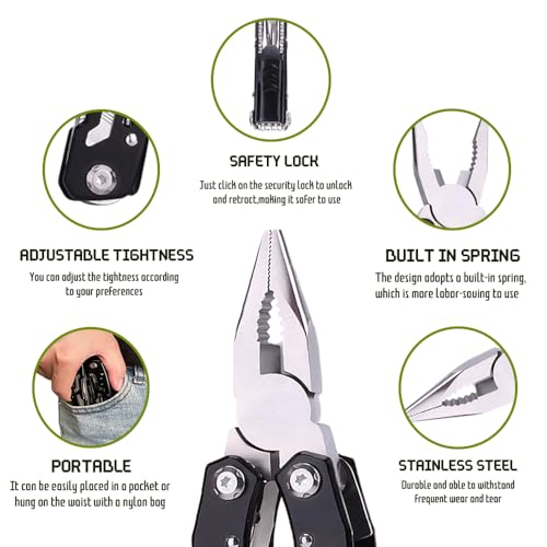 14 in 1 Multitool Pliers Gives One Whistle as a Gift, Professional Pocket Pliers from Wife Daughter to Father Boyfriend Husband on Christmas, Birthday, Valentine's, Father's Day - Samest - size: Large