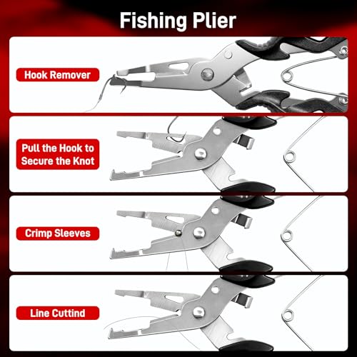 3PCS Fishing Tool Kit - Collapsible Fishing Net, Foldable Fishing Basket, Fishing Pliers Hook Remover, Gifts for Fishermen, Dad, Men