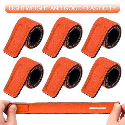 Sumind 12 Pcs Fishing Rod Straps Ties, Fishing Pole Belts Stretchy Straps, Elastic Tackle Ties Cable Holders Fit for Casting Rods, Spinning and Fly - color: Orange