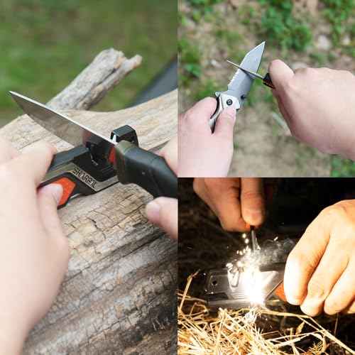 SHARPAL 101N 6-in-1 Pocket Knife Sharpener & Survival Tool | Diamond Sharpening Rod, Fire Starter Ferro Rod, Whistle, Sharpens Straight & Serrated Blades, Repairs & Hones Knives - style: 1-Pack