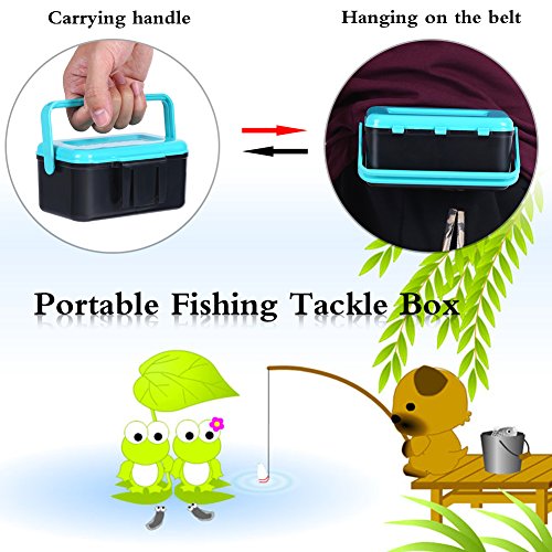 VGEBY1 Fishing Lure Box, Bright Blue Portable Plastic Fishing Bait Holder Box with Clip for Worm Earthworm Lure Storage