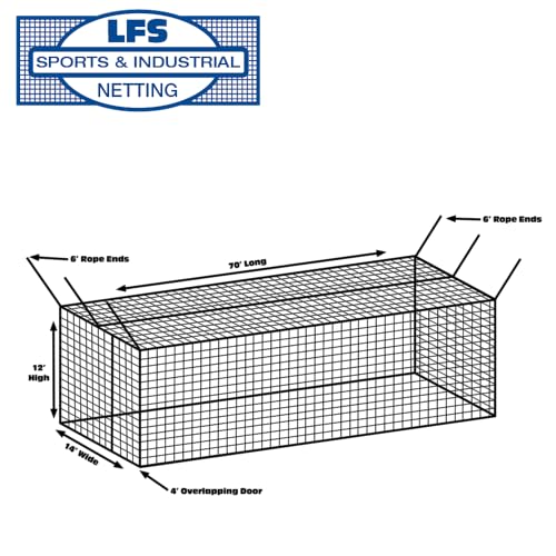 LFS Batting Cage Net – Baseball & Softball Netting for Indoor & Outdoor Training | UV Treated, Weather Resistant, Durable | Net Only – No Frame Included - size: #30, style: 12 x 14 x 70