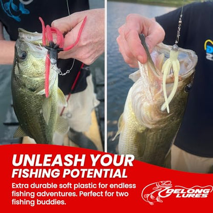 Delong Lures - The Squirm Fishing Lures - Ultimate Bass Fishing Kit - Weighted Jigs for Freshwater & Saltwater, Large Swimbait Lures - Made in USA - color: Green Pumpkin