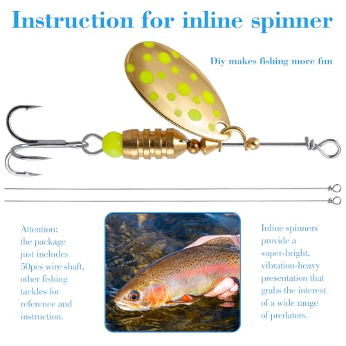 100PCS Fishing Wire Spinner, Stainless Steel Lure Making Supplies Kit for Hanging Fishing Spinners Rigs for Crafts - size: 0.8*16 cm