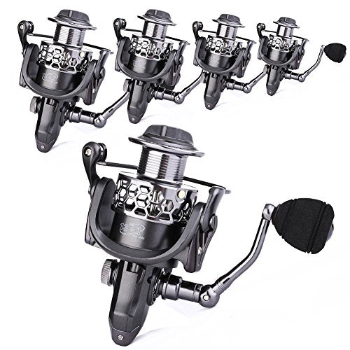 Sougayilang Fishing Reel 13+1BB Light Weight Ultra Smooth Aluminum Spinning Fishing Reel with Free Spare Graphite Spool - color: Silver, Black, size: XY1000