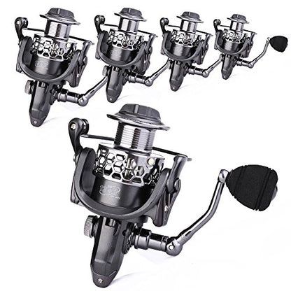 Sougayilang Fishing Reel 13+1BB Light Weight Ultra Smooth Aluminum Spinning Fishing Reel with Free Spare Graphite Spool - color: Silver, Black, size: XY1000