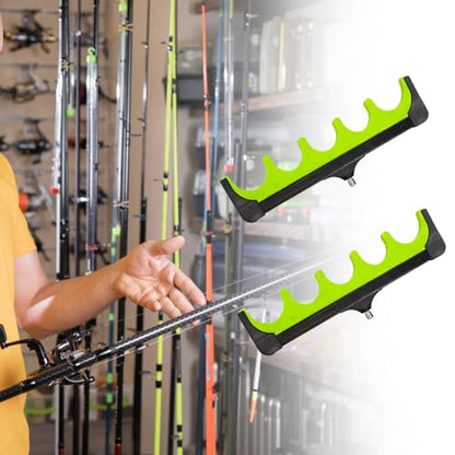 DONGKER Wall Mounted Fishing Rod Rack,1 Pair Horizontal Fishing Pole Holders for Garage Room Cabin Wall Boat Holds Up to 5 Rod