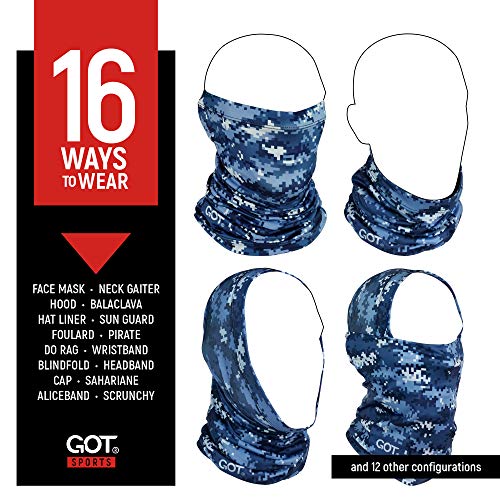 UPF 50+ Fishing Neck Gaiter - UV Face Mask Sun Protection for Men Women | Moisture-Wicking, Quick-Drying, Built-in SPF, UVA/UVB Blocking, Hunting Camo Design, Versatile Headwear - color: Digital Navy Camo