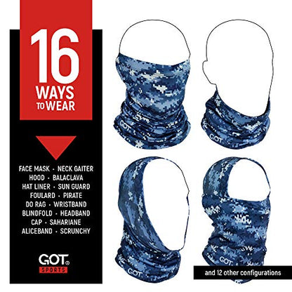 UPF 50+ Fishing Neck Gaiter - UV Face Mask Sun Protection for Men Women | Moisture-Wicking, Quick-Drying, Built-in SPF, UVA/UVB Blocking, Hunting Camo Design, Versatile Headwear - color: Digital Navy Camo