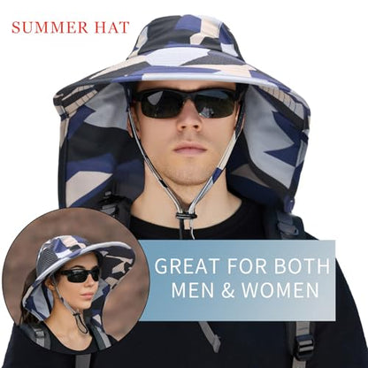 Sun Hat for Men Women with Neck Flap,UPF 50+ UV Protective Hiking Fishing Hats,Wide Brim Sun Hat for Women&Men - color: 1pack-beige Camo