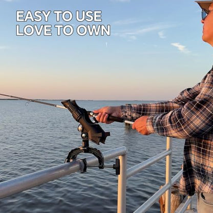 Hitorhike Fishing Rod Holder with Aluminum Alloy Base and One-Click Lock System Fits Round Square Tubes 0.59"~4.53" Enlarged Clamp Range for Boat Kayak Fishing - style: Powerlock Fishing Rod Holder-2 Pack