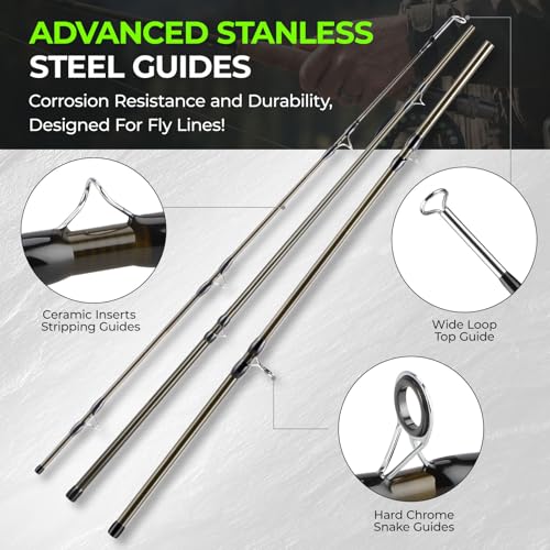 TOPFORT Fly Fishing Rod and Reel Combo, 4-Piece Fly Rod Kit with Complete Fly Fishing Gear: Fly Rod, Pre-Spooled Fly Fishing Reel, Fishing Flies, Leader, Forceps, Nipper and Carrying Case - color: 5/6# 2.43m 8FT Fly Fishing Rod and Reel Combo