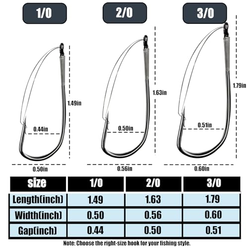 9KM DWLIFE Weedless Wacky Rig Hooks 30PCS Bass Hooks Super Strong Wacky Worm with Wire Guard for Neko Rig - size: 3/0#