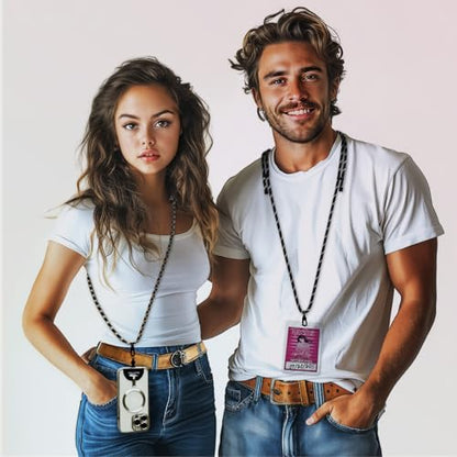 Pilotfish Team Phone Lanyard Strap – Universal Neck & Crossbody Cell Phone Holder, Anti‑Drop, Adjustable for iPhone & Android - color: Black Buckle/Yellow Orange