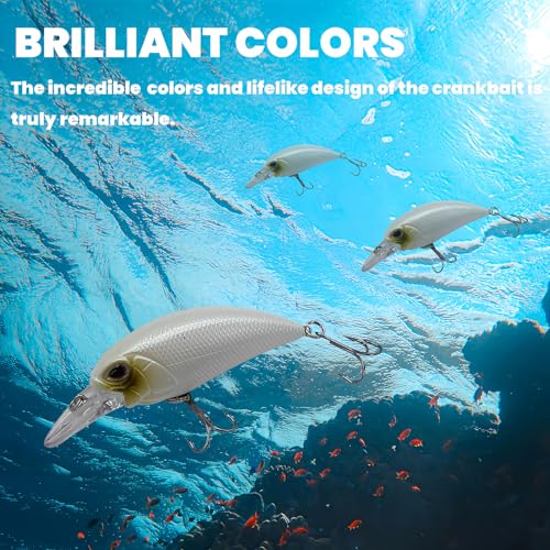 Bestac Fishing Lures Hard Bait Deep Diving Swimbait Crankbait Topwater Lures with Treble Hooks 3D Eyes for Bass Trout Freshwater and Saltwater Depth 1-1.5m Weight 14.5g - color: #4