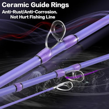 Sougayilang Baitcaster Combo –IM6 Graphite M/MH 2-Piece Rod, Stainless Steel Guides with Ceramic Rings,6.3:1 Gear Ratio High Speed Reel for Bass,Walleye, Catfish, Panfish Fishin - size: Left hand-7'0''-Medium Heavy