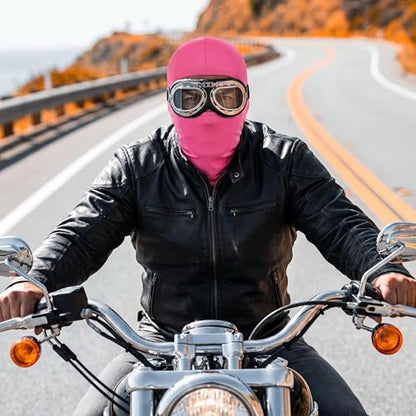 2 Pieces Thin Balaclava Ski Mask Head Mask Full Face Mask Windproof Sun UV Protection Hood for Women Men - color: Black+rose Red