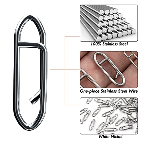 Dr.Fish Fishing Speed Clips Power Quick Clips for Fishing Lures Quick Change Stainless Steel Lure Snaps Saltwater Freshwater Crankbait Tackle Snaps - color: S-50LB-0.6", size: 100 Pack
