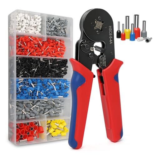 Ferrule Crimping Tool Kit, 1800PCS Wire Ferrules Self-Adjustable Ratchet AWG 23-7 Crimping Tool Pin Terminal Connectors for Electrical, Automotive, Audio, and DIY Projects