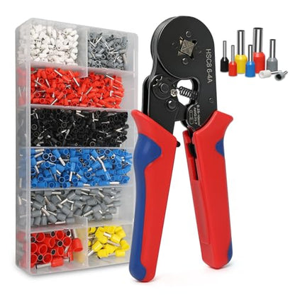 Ferrule Crimping Tool Kit, 1800PCS Wire Ferrules Self-Adjustable Ratchet AWG 23-7 Crimping Tool Pin Terminal Connectors for Electrical, Automotive, Audio, and DIY Projects
