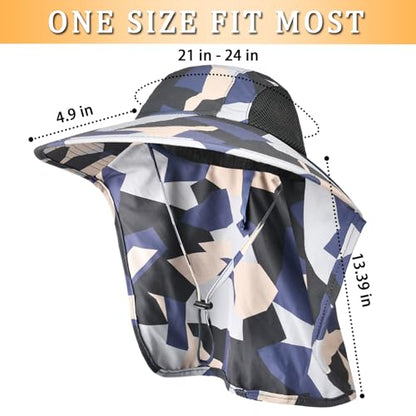 Sun Hat for Men Women with Neck Flap,UPF 50+ UV Protective Hiking Fishing Hats,Wide Brim Sun Hat for Women&Men - color: 1pack-beige Camo