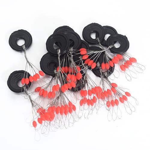 6 in 1 Fishing Bobber Stopper,Soft Silicone Float Sinker Stops,100Pcs Cylinder,Oval Float Stop Stoppers… - color: Red-Oval, size: Large