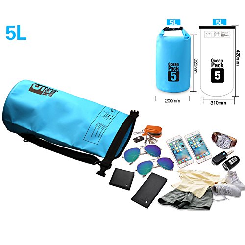 Dry Sack/Floating Waterproof Bag 2L/5L/10L/20L/30L for Boating, Kayaking, Hiking, Snowboarding, Camping, Rafting, Fishing and Backpacking - color: Blue, size: 5L
