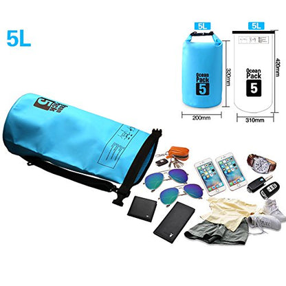 Dry Sack/Floating Waterproof Bag 2L/5L/10L/20L/30L for Boating, Kayaking, Hiking, Snowboarding, Camping, Rafting, Fishing and Backpacking - color: Blue, size: 5L