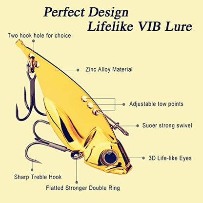 5PCS/10PCS Fishing Lures, Metal VIB Hard Blade Baits, Spinner Spoon Metal Fishing Spoon Crankbaits Swimbaits for Trout Walleye Crappie - color: A-10PCS
