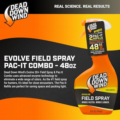 Dead Down Wind Evolve Field Spray (24oz Bottle and 2 Pac-It Refills)