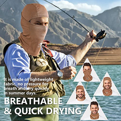 Balaclava Ski Mask, Sun UV Protection Breathable Full Head Face Mask for Men Women Skiing Cycling - color: Black+brown