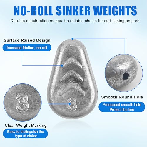 No Roll Sinker Fishing Weights, Flat Inline Catfish Sinkers Weights No Snag Slip Sinkers Saltwater Surf Fishing Weights Gear Tackle for Catfishing Rig - style: 1/2oz-10pcs