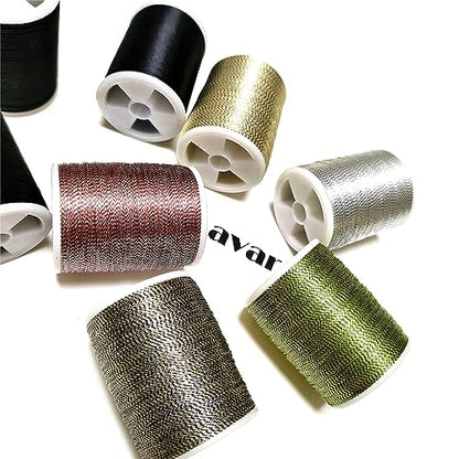 (8pcs*240yd) Kalavarma Rod Wrapping Thread for Fishing Rod Wrapping Thread Rod Building Repair - style: Metallic klm022