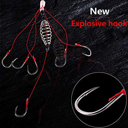 Dyxssm Trap Fishing Hooks Carp Fishing Baits Hook Lure with Fishing Spring Carp Feeder (Pack of 4) - size: 9#