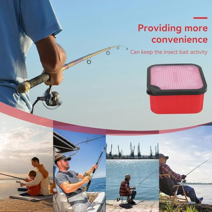 HERCHR Fishing Live Bait Box, Fishing Bait Storage Box Bait Bucket Worm Bait Station Container with Air Hole for Fishing Lure Worm Maggot - size: 170*170*85mm