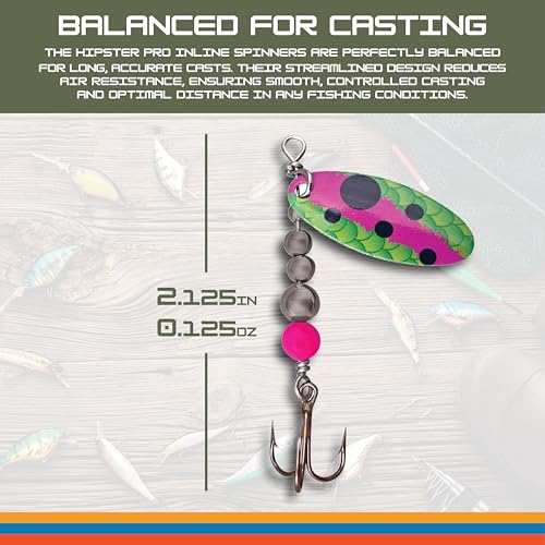 Hipster Pro Pack Rooster Tail Fishing Lures - Proven Inline Spinner Baits, Premium Trout Spinners for Trout and Salmon River Fishing, 100% USA Made by Hofmann's Lures - color: Trout Skinz