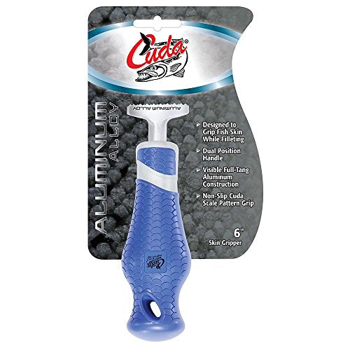 CUDA 6" Skin Gripper Durable Aluminum Alloy Dual Position Handle Fishing Accessory Fish Filleting Tool with Non-Slip Scale Pattern Grip