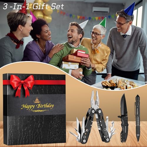 Birthday Gifts, Multitools Gift Set "Happy Birthday" for Birthday, Stocking stuffers Multit-tools Set with Multi-Pliers, Pocket Knife, Tactical Pen, Birthday Gift for Men Women(HAPPY BIRTHDAY) - style: Gift Set "Happy Birthday"