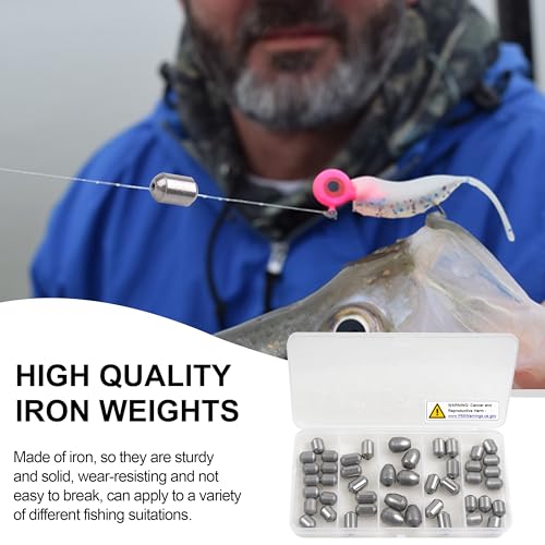 Egg Sinker Weights Assortment Kit, 45pcs Iron Sinker Weight Saltwater Casting Fishing Sinkers Set Catfishing Weights Fishing Line Bottom Rig Tackle