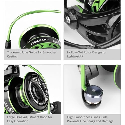 Spinning Fishing Reel – Metal Spool, Long Cast Deep Spool Reel, Smooth Drag System, Metal + Nylon Body Lure Reel for Bass Trout Carp, Freshwater & Saltwater Spinning Reel - size: 5000