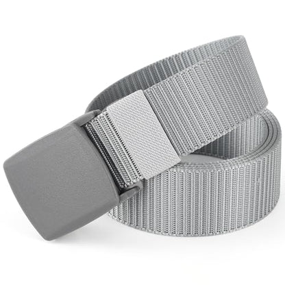 Mile High Life | Nylon Web Belt | Outdoor Military Belt | TSA Safe Buckle Plastic/Metal - color: Gray 510 Buckle