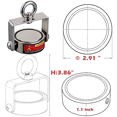 MUTUACTOR Fishing Magnet Kit,Combined 1360lb Strong Rotatable Magnet Fishing Heavy Duty,Φ2.91''Permanent Neodymium Rare Earth Magnets with 65Ft Salvage Rope,Gloves for Retrieving Treasures - style: 1360lb Swivel Magnet (Double Sided)--Φ 2.91"