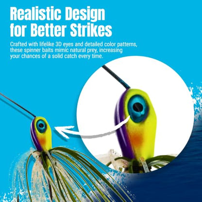 Reaction Tackle Spinner Bait, Compact Profile Fishing Lure with Flash and Vibration for Bass, Trout, Pike, Salmon and Walleye (3-Pack) - color: Charming Shad, size: 1/2 Oz
