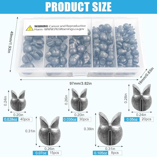 100pcs Split Shot Fishing Weights Removable Round Fishing Weights Sinkers Clip On Split Shot Weights Fly Fishing Line Sinkers for Freshwater Saltwater - size: 113pcs Mixed Kit(5 Sizes)