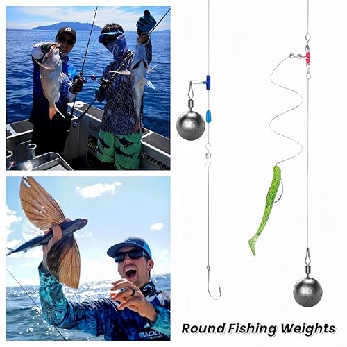 50Pcs Round Fishing Weights Sinkers Ball Fishing Weights Casting Drop Shot Sinkers Catfishing Sinkers Lead Weights Sinkers with Barrel Swivels for Saltwater Freshwater Fishing-(3.5-10g) - size: 3/8oz(10g)-40 Pack