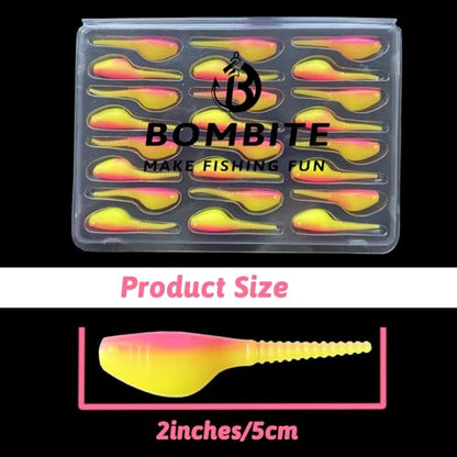 Crappie Lures Kit - Soft Plastic Lures for Trout, Bass, Panfish & Bluegill - 24 Packs - color: Pink-orange