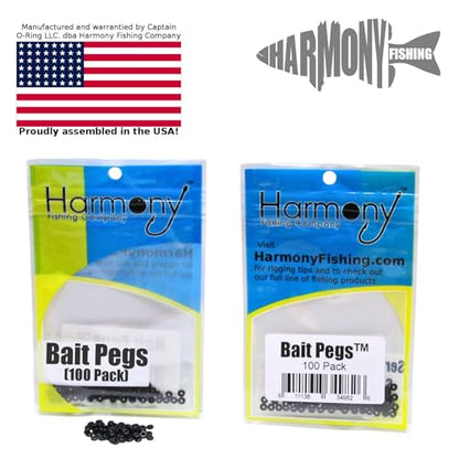 Bait Pegs (100 Pack) - Rubber pegs for Pegging Soft Plastic Fishing Lures to Hooks, jigs, chatterbaits, etc [Select Size] - size: Size-2