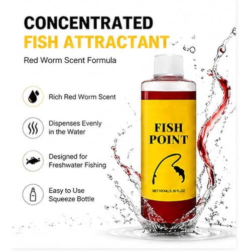 Concentrated Fish Attractant Liquid, Red Worm Fishing Scent Spray for Bait & Lures, 100ml Fish Bait Additive for Trout, Bass, Panfish, Lake River Dock & Freshwater Fishing Gear - color: 2PC