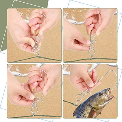 2 Sets Fishing Stringer Clip 16 Feet Rope Fish Stringer Fish Holder with 5 Stainless Steel Snap Hook for Kayak Fishing Gear Equipment Bass