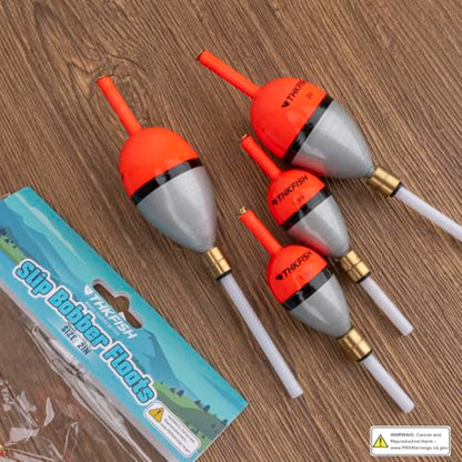 THKFISH Wood Weighted Slip Bobbers for Crappie Walleye Fishing | 5 Pcs Fishing floats Weighted Slip Bobbers with Brass Pendant for Steelhead Bass, Crappie, Walleye, Salmon Fishing - size: 2in (L)* 1.1in(W)* 5pcs